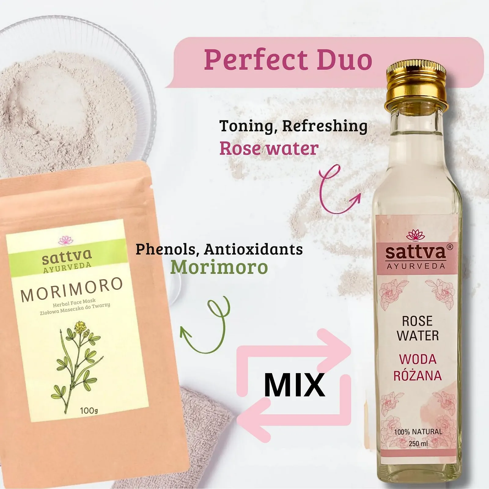 Маска для обличчя Sattva Morimoro Herbal з морингою та марокканською лавовою глиною - антивікова, фото №2