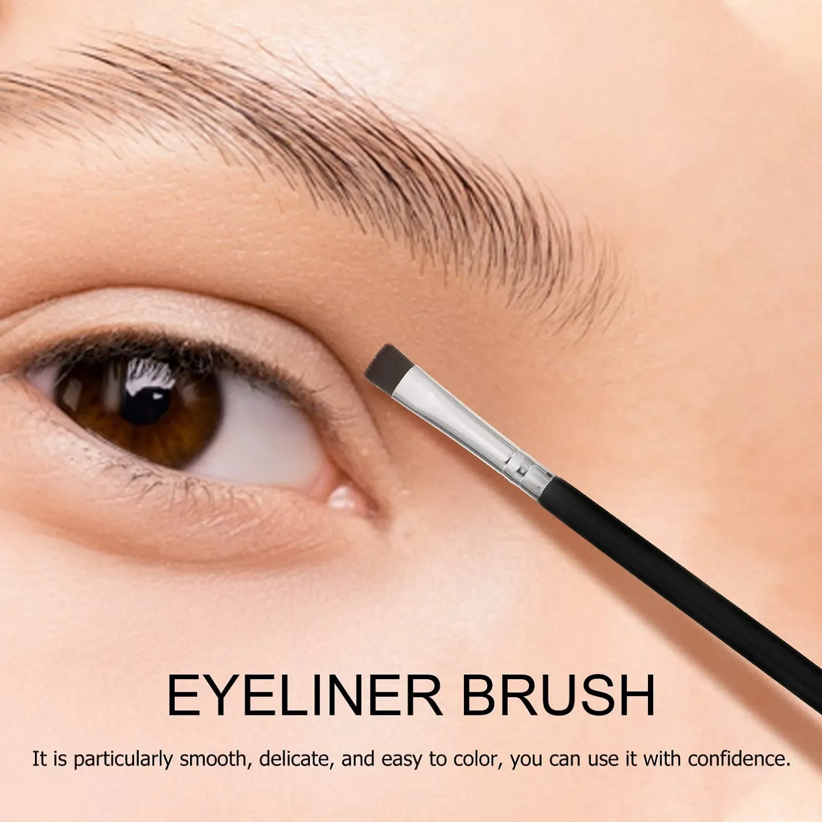 Набір пензлів для підводки очей Beavorty, 6 шт, з пласким пензлем для брів, дерев'яною ручкою, фото №7