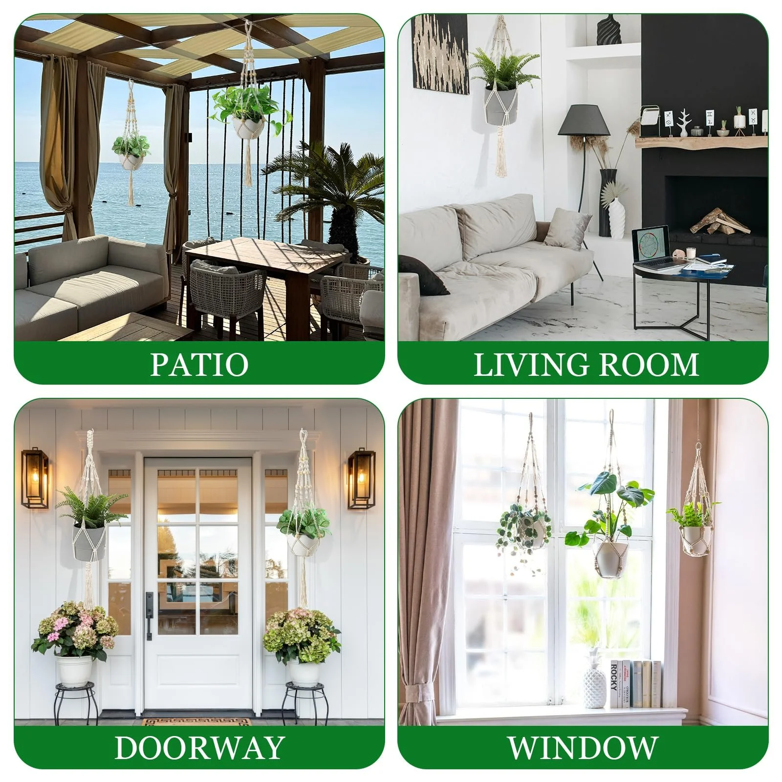 Підвісне макраме-кашпо для рослин Бавовна Бежевий з китицями та гачками, фото №7 Підвісне макраме-кашпо для рослин Бавовна Бежевий з китицями та гачками, фото №7