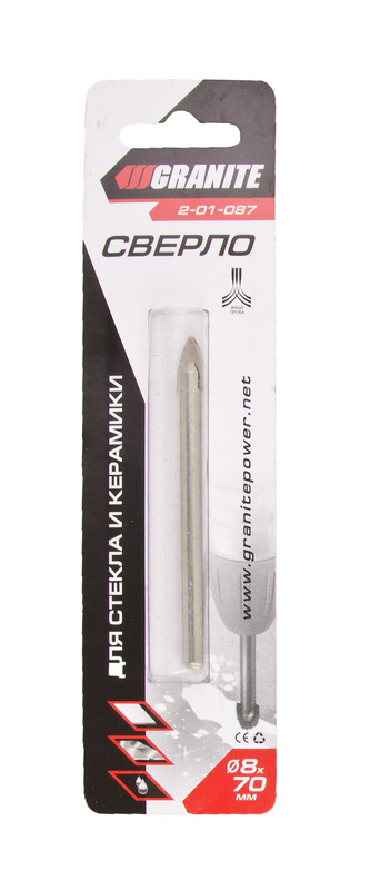 Свердло-піка для скла та плитки GRANITE 8х70 мм 2-01-087, фото №1