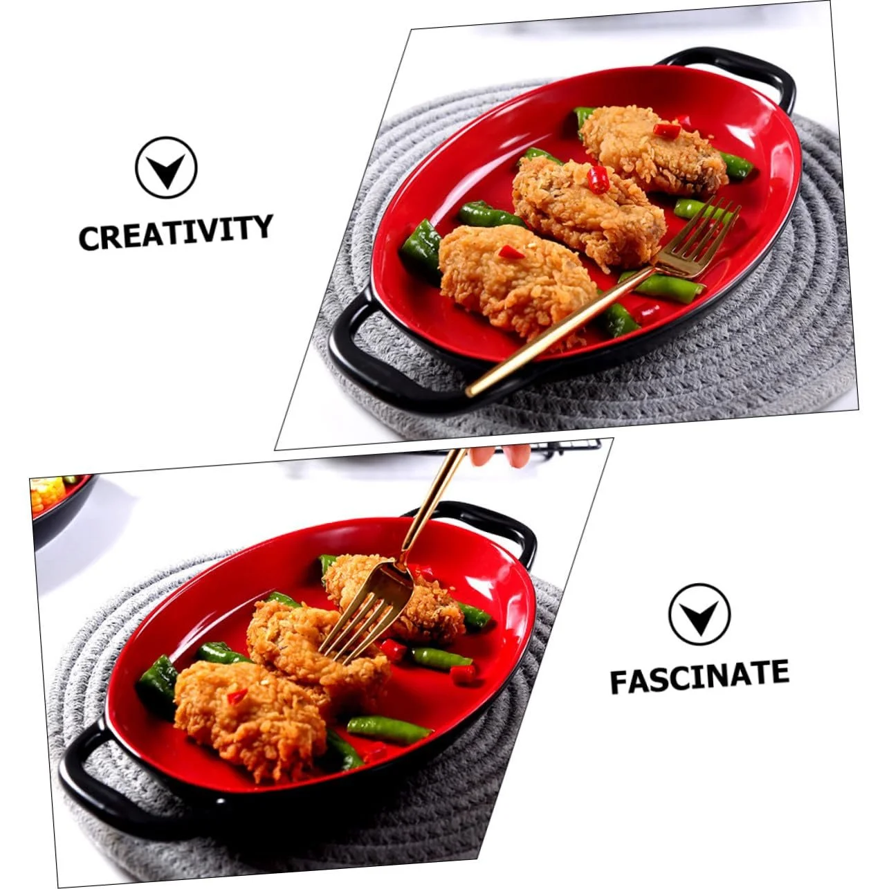 Набір форм для випікання VALICLUD керамічних 2 шт. з подвійними ручками кольорові, фото №5