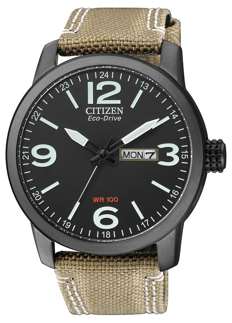 Мужские аналоговые кварцевые часы Citizen Sporty BM8476-23EE бежевый/черный, фото №1 Мужские аналоговые кварцевые часы Citizen Sporty BM8476-23EE бежевый/черный, фото №1