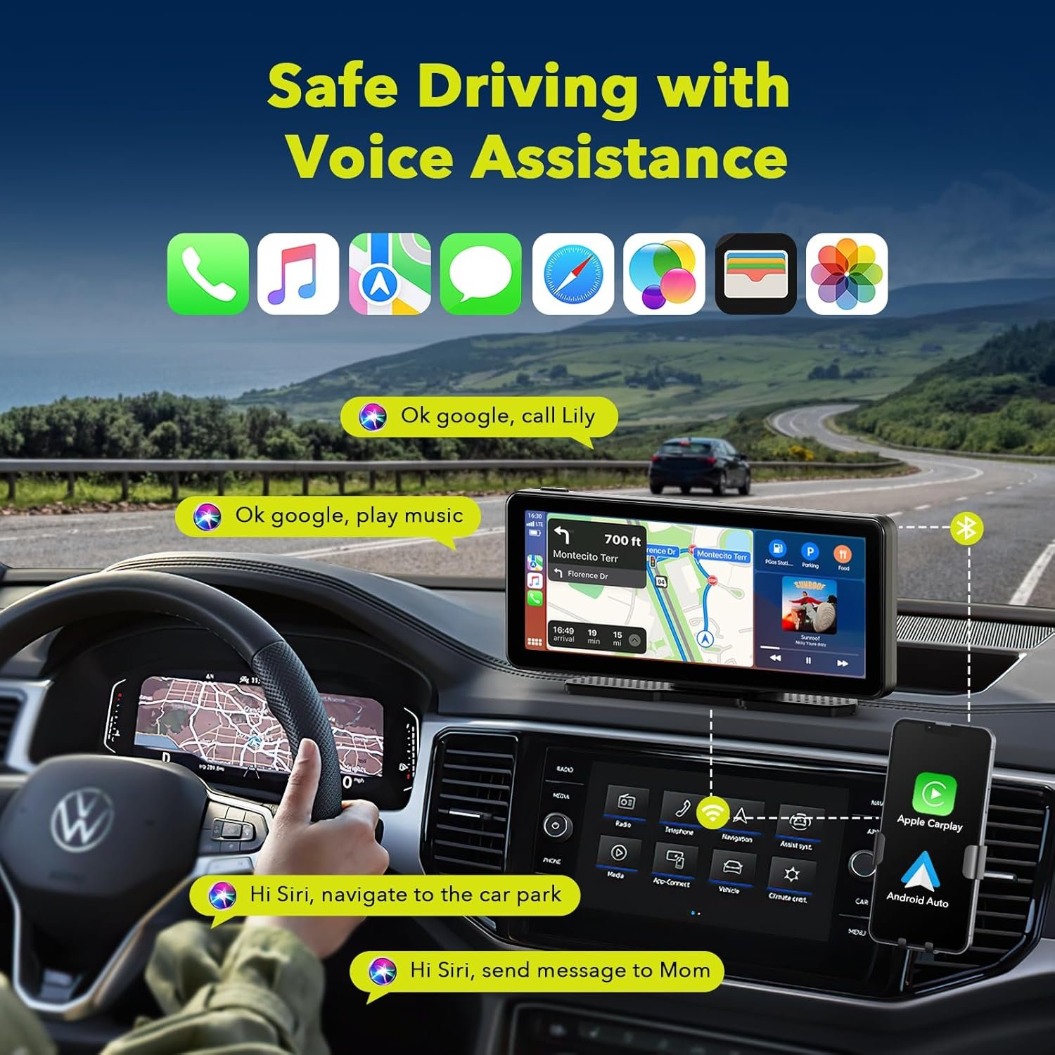 Автомагнітола Lamtto RC09 / 6.86" / Сенсорна / Apple CarPlay / Android Auto / Bluetooth / WI-FI / USB / FM / AUX, фото №2