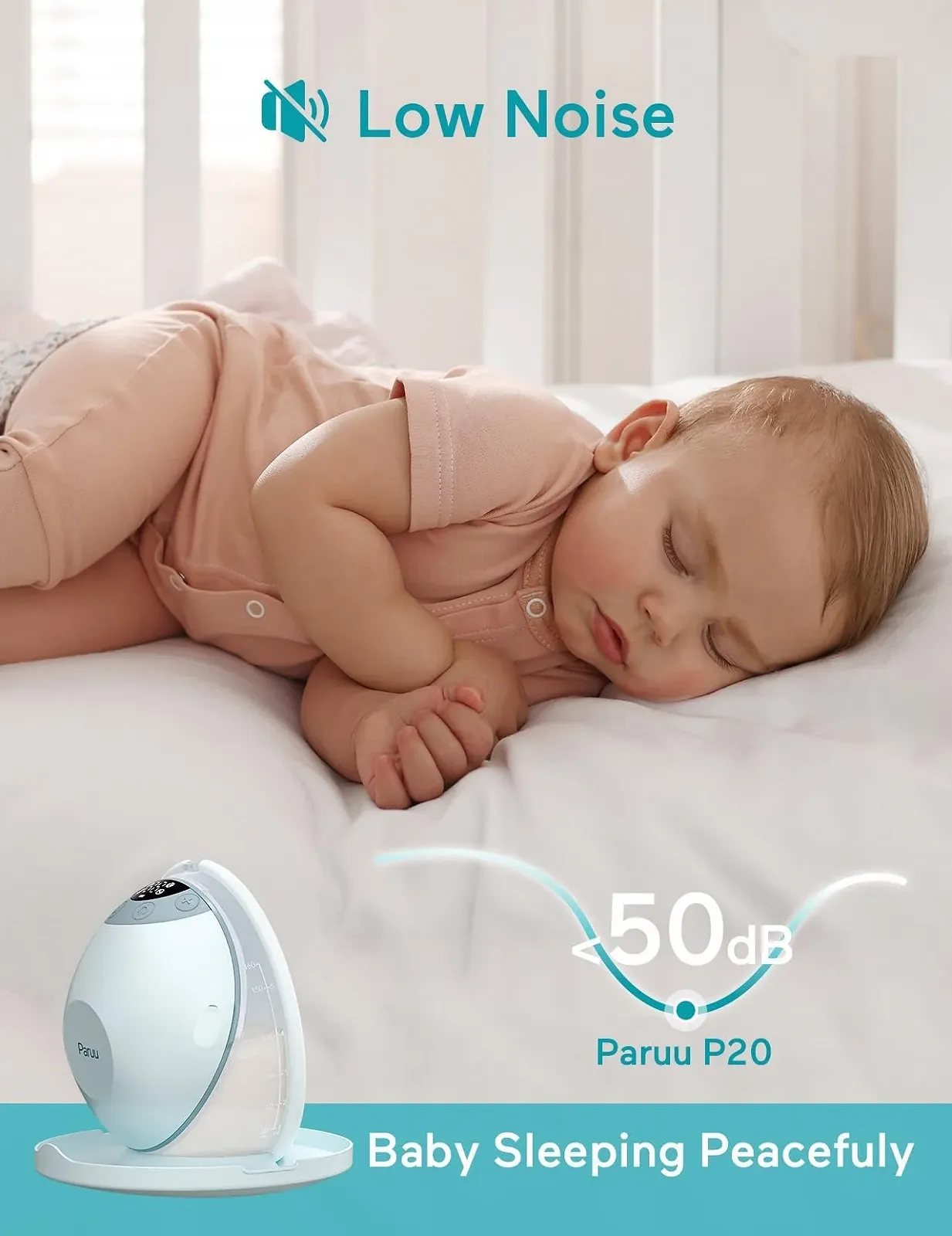 Молоковідсмоктувач Paruu P20 електричний портативний бездротовий 4 режими 12 рівнів 19/21/24 мм Сірий, фото №6 Молоковідсмоктувач Paruu P20 електричний портативний бездротовий 4 режими 12 рівнів 19/21/24 мм Сірий, фото №6