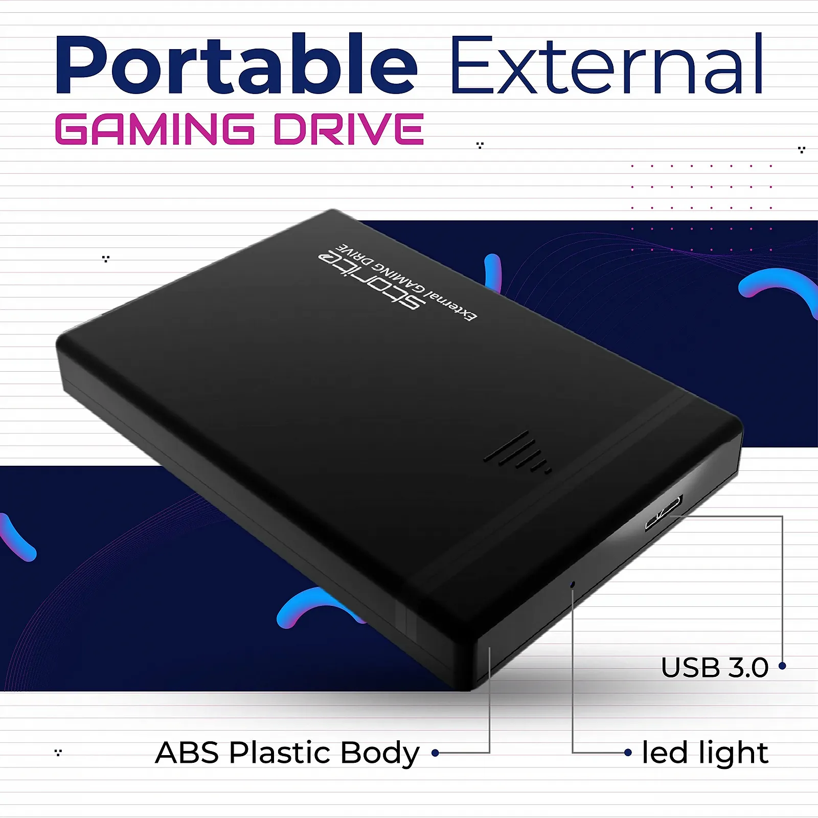 Внешний жесткий диск Storite Gaming Drive 500 ГБ 2.5 дюйма USB 3.0 Черный, фото №4 Внешний жесткий диск Storite Gaming Drive 500 ГБ 2.5 дюйма USB 3.0 Черный, фото №4