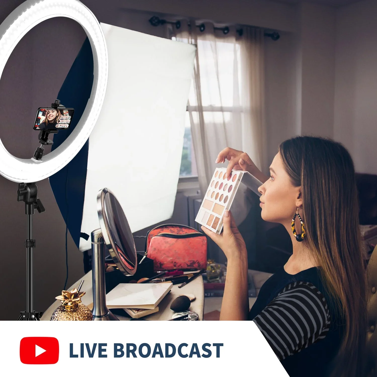 Профессиональный кольцевой светильник Neewer / Со стойкой / Серый, фото №6