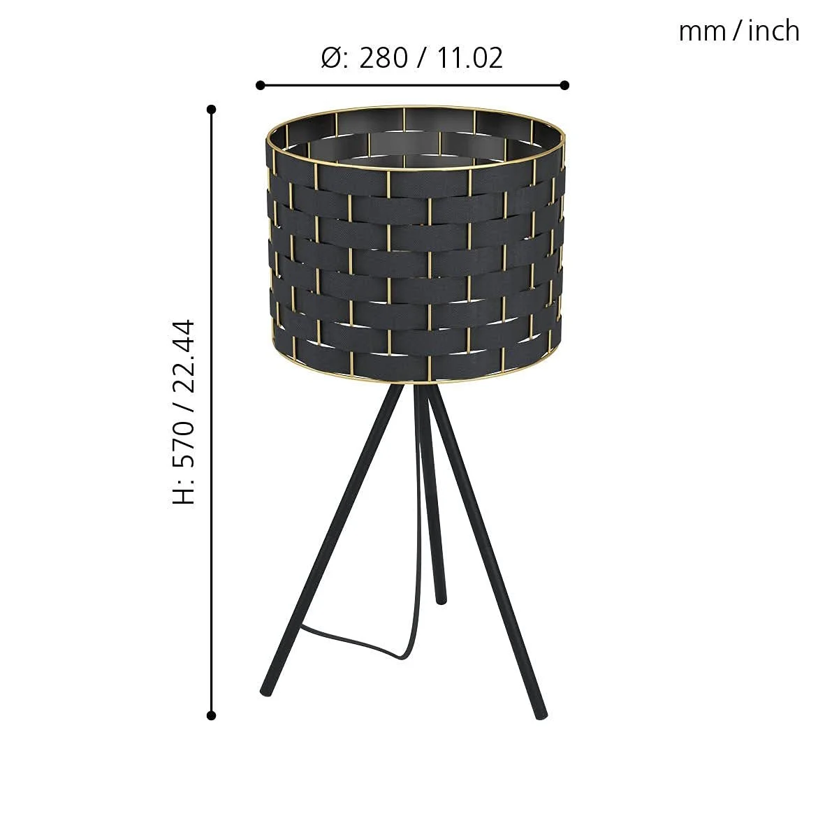 Настольная лампа EGLO Marasales Textile Metal Black Brass E27, фото №6