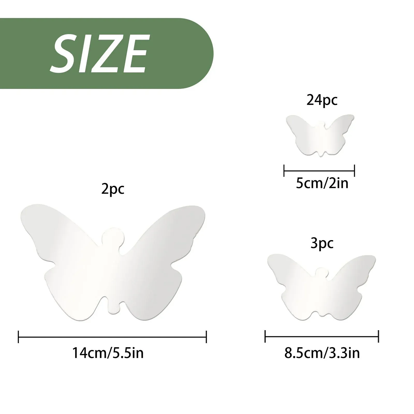 Дзеркальні наклейки на стіну LAGAHS у формі метеликів 35 штук Сріблястий, фото №2 Дзеркальні наклейки на стіну LAGAHS у формі метеликів 35 штук Сріблястий, фото №2