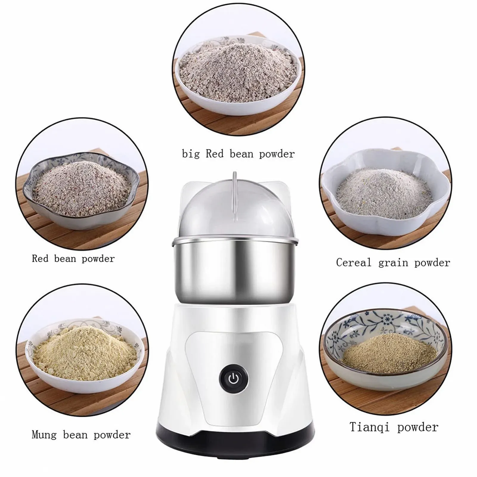 Електрична кавомолка портативна 4-лезова для кавових зерен, спецій, насіння, перцю, цукру, солі, фото №6