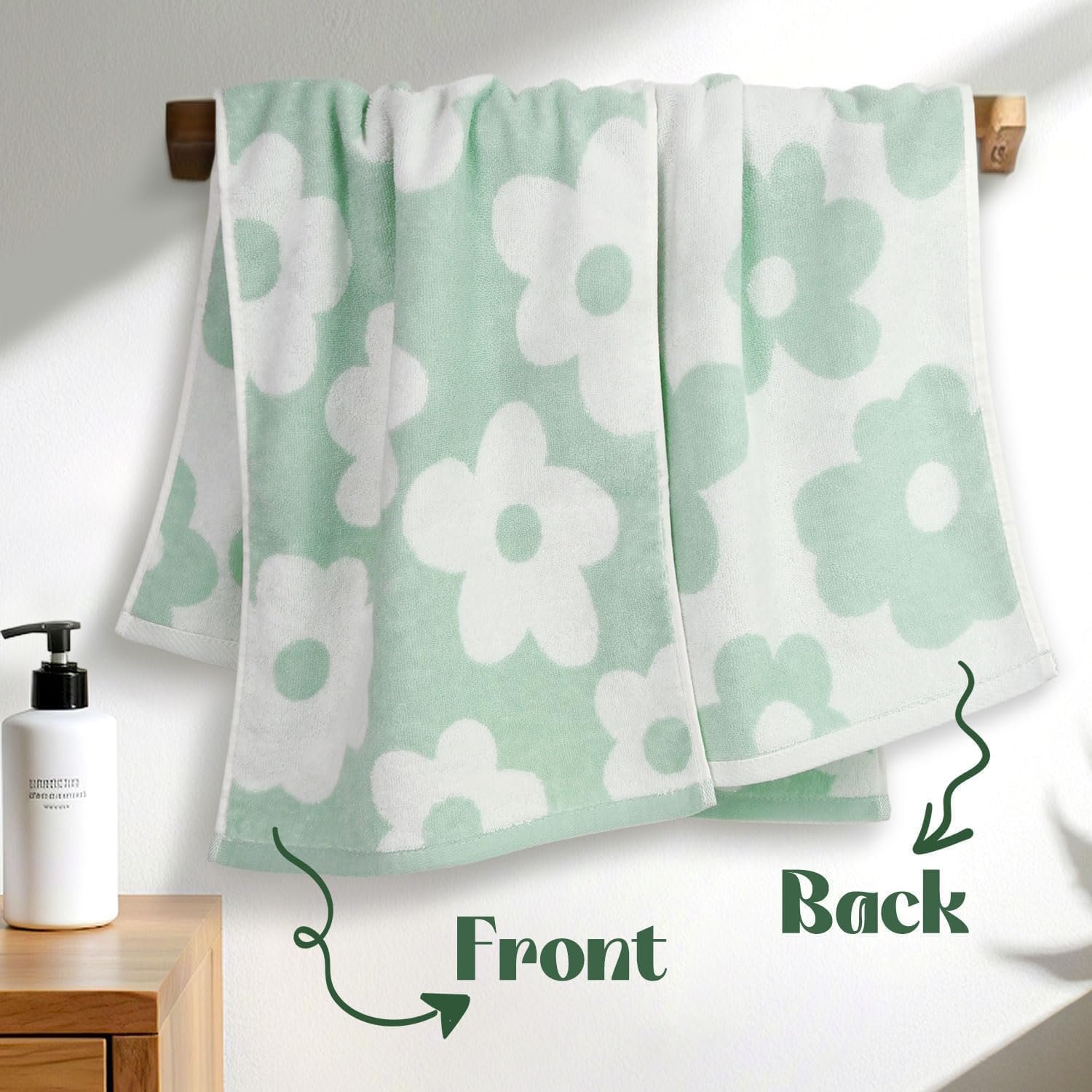 Рушники Cotton Floral Pattern 13 x 29 дюймів Морська піна, фото №3