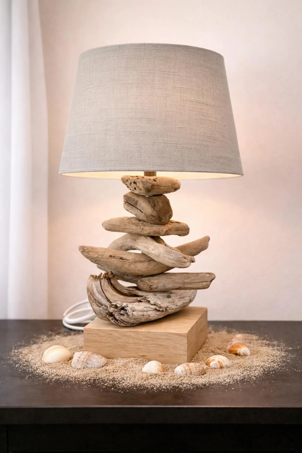 Настільна лампа Ручна робота Driftwood Light Grey, фото №2