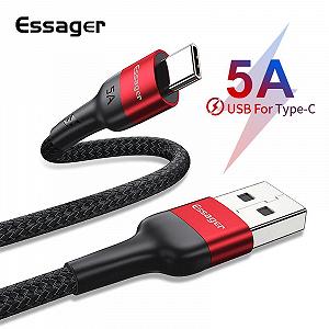 Зарядный кабель Super Quick Charge ESSAGER 5A Type-C 1метр(PS) - Фото 1