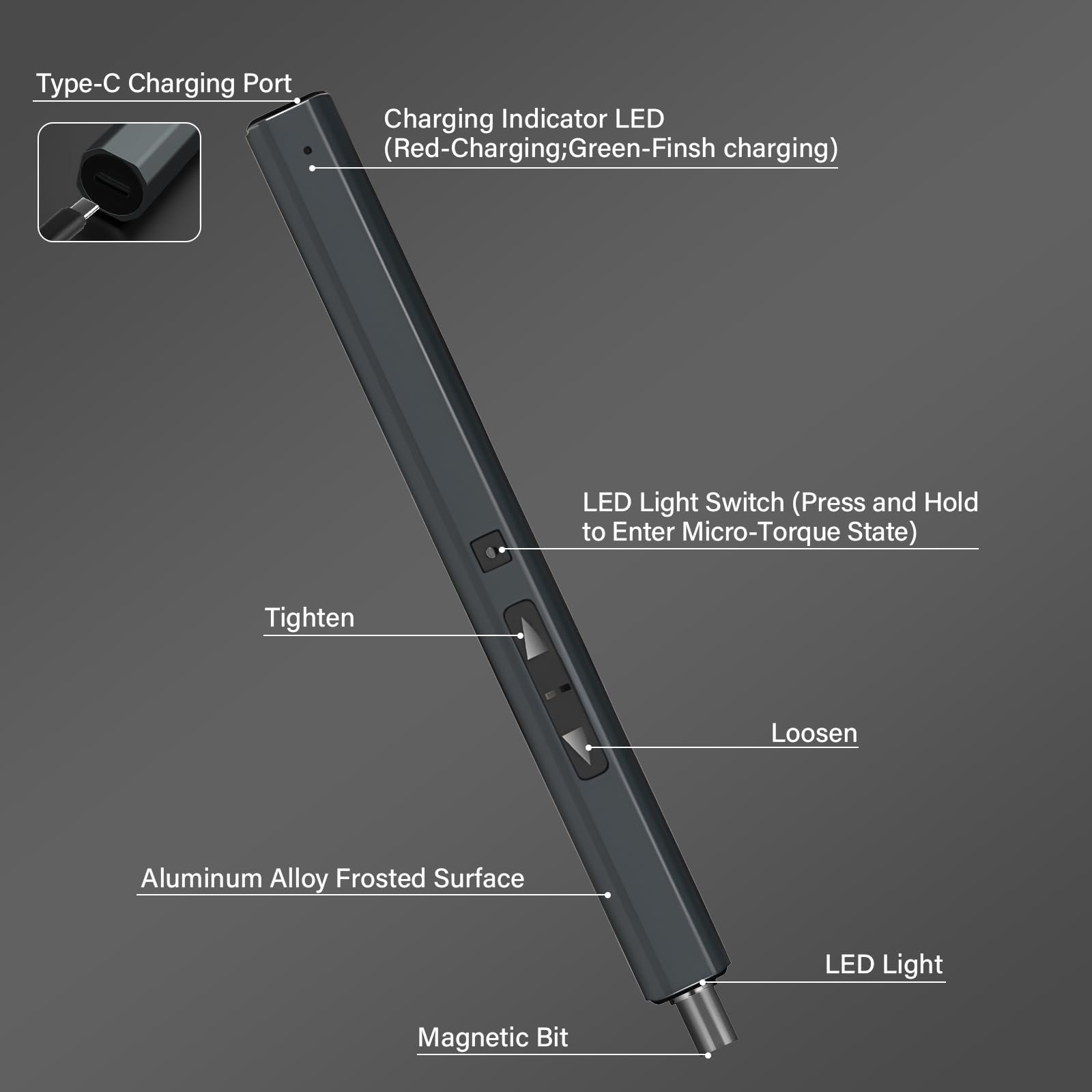Електрична викрутка Craznick Precision 82 в 1 з 64 магнітними насадками S2, 3 світлодіодами, фото №6