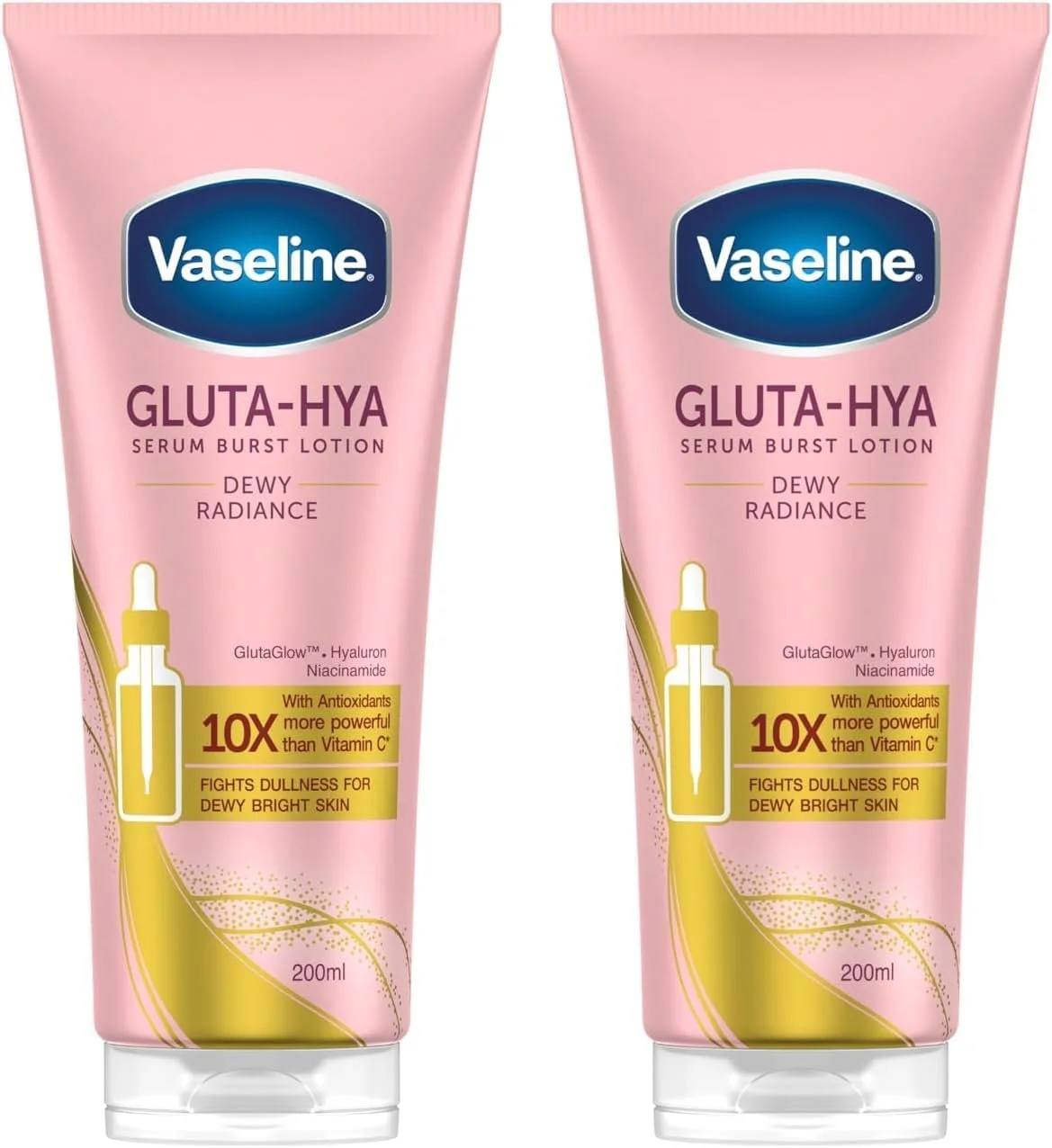 Лосьйон Vaseline Gluta-Hya Dewy Radiance Serum Burst для оновленої, сяючої шкіри за 5 днів, 2 x 200 мл, фото №1