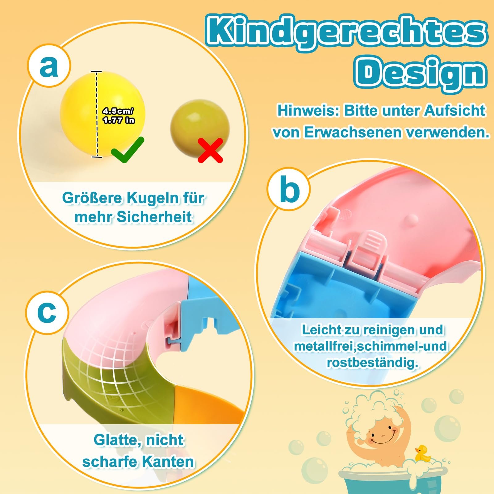 Іграшка для ванни DIY Marble Run (Великі кульки) з водяним колесом, присосками, фото №3