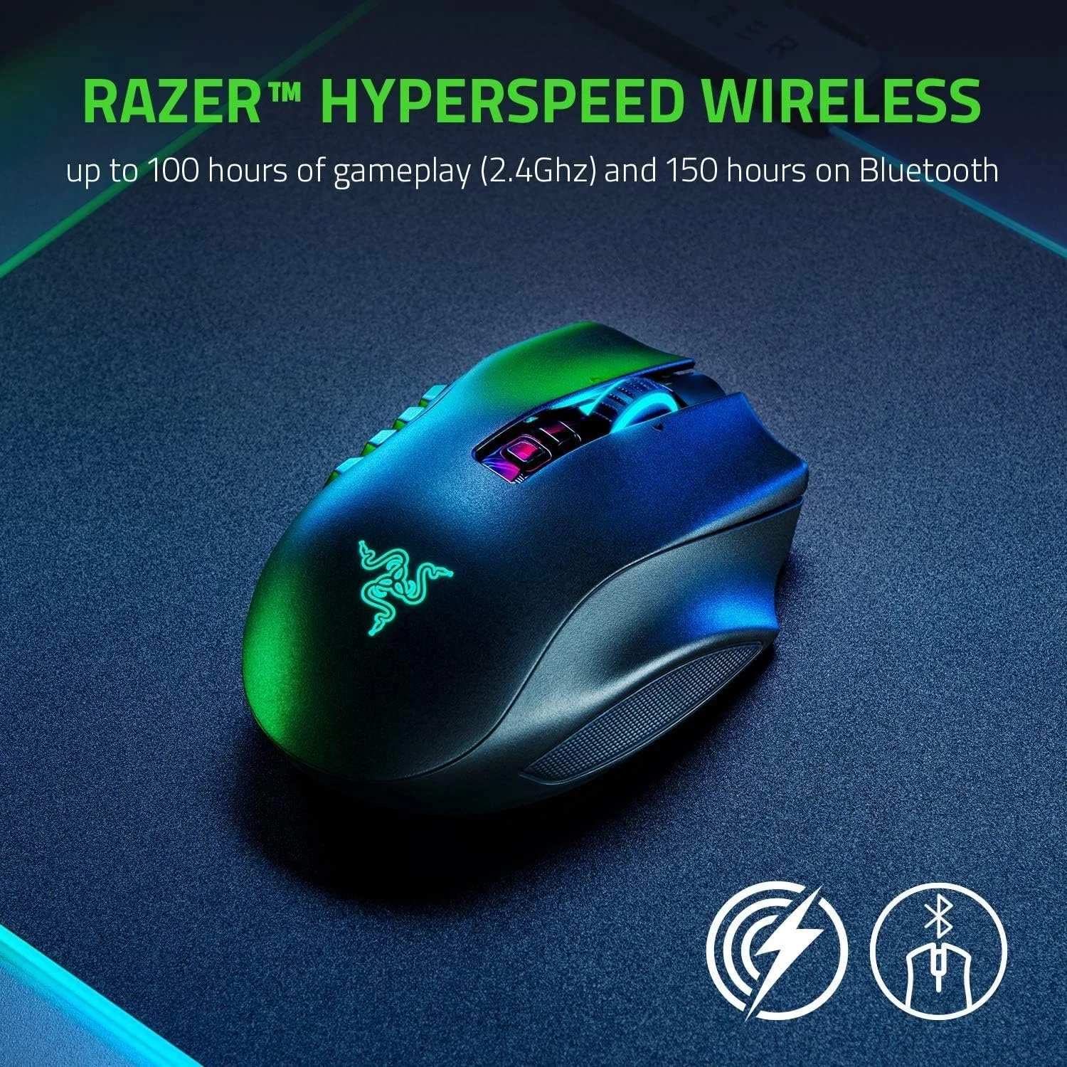 Ігрова бездротова миша Razer Naga PRO / Bluetooth / Радіоканал / 16000 DPI / 8 кнопок / Підсвітка / Інерційне 4Д колесо / Чорна (PRO RZ01-0342), фото №4 Ігрова бездротова миша Razer Naga PRO / Bluetooth / Радіоканал / 16000 DPI / 8 кнопок / Підсвітка / Інерційне 4Д колесо / Чорна (PRO RZ01-0342), фото №4