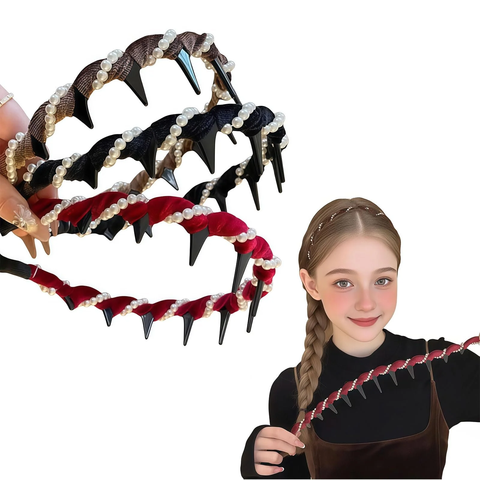 Жіночий обруч Зигзаг з перлинами, фото №1