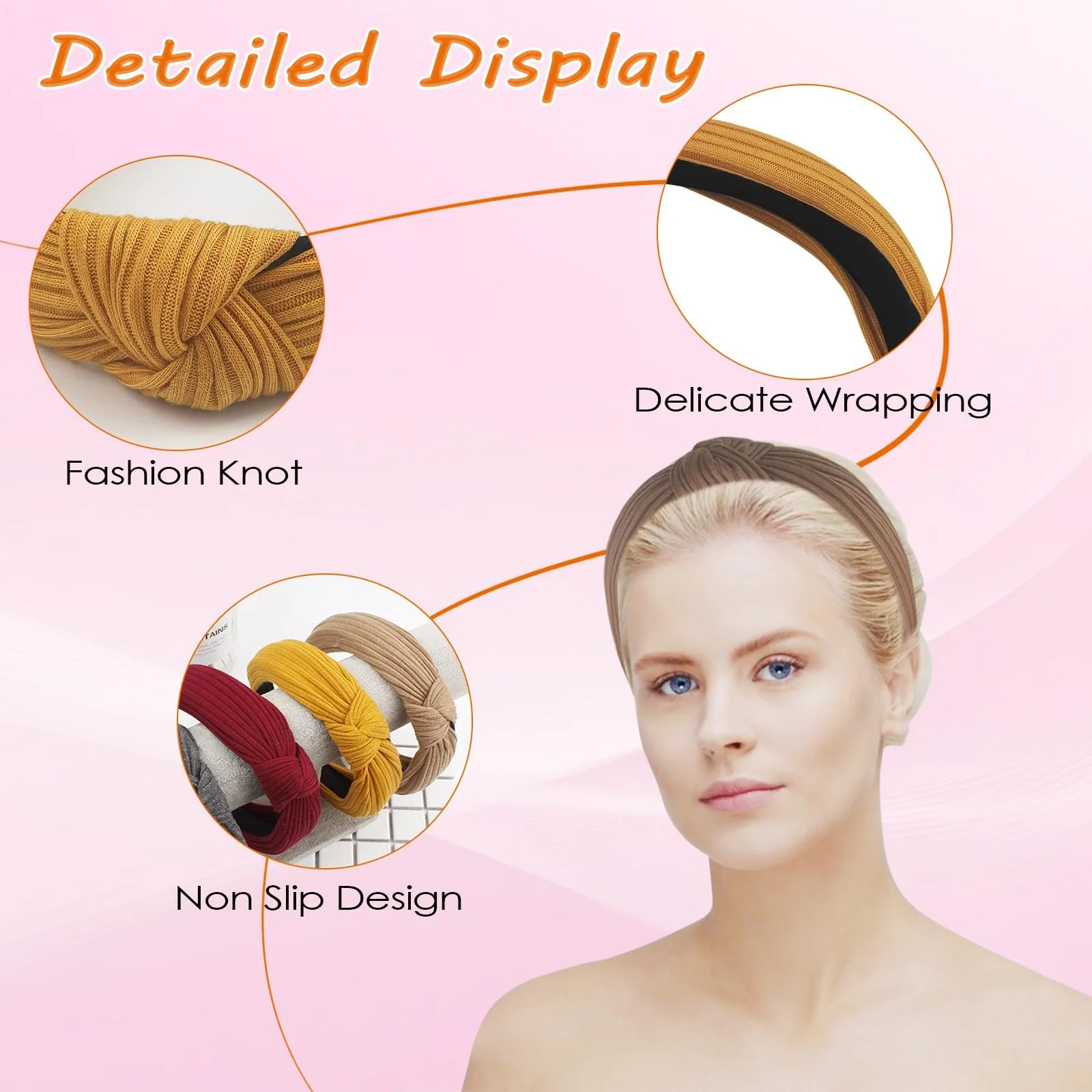 Набір обручів на голову жіночих широких нековзних, фото №3 Набір обручів на голову жіночих широких нековзних, фото №3