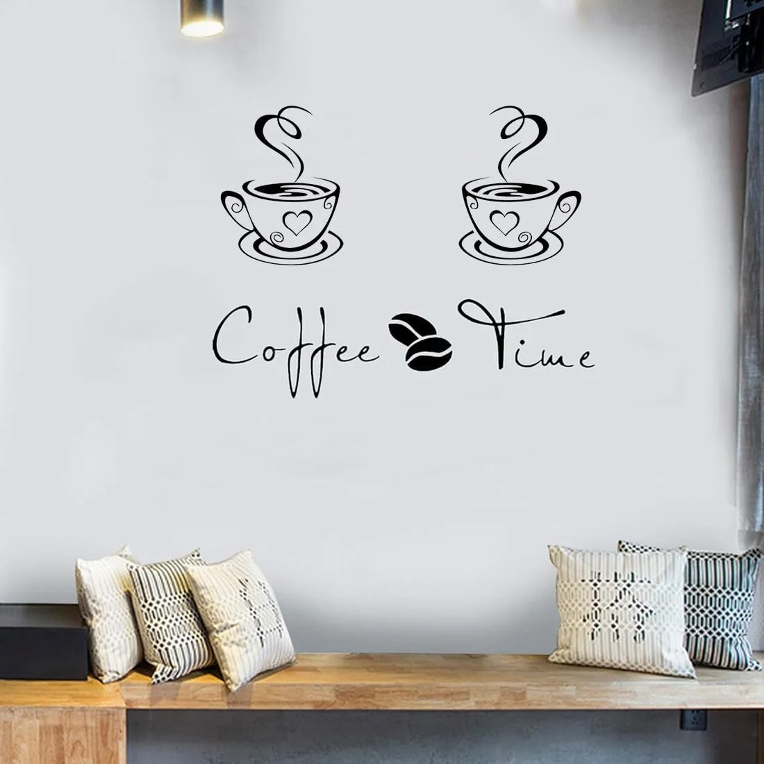 Наклейки на стіну для кухні DIY Coffee Time Cups and Beans 2 набори чорні, фото №6