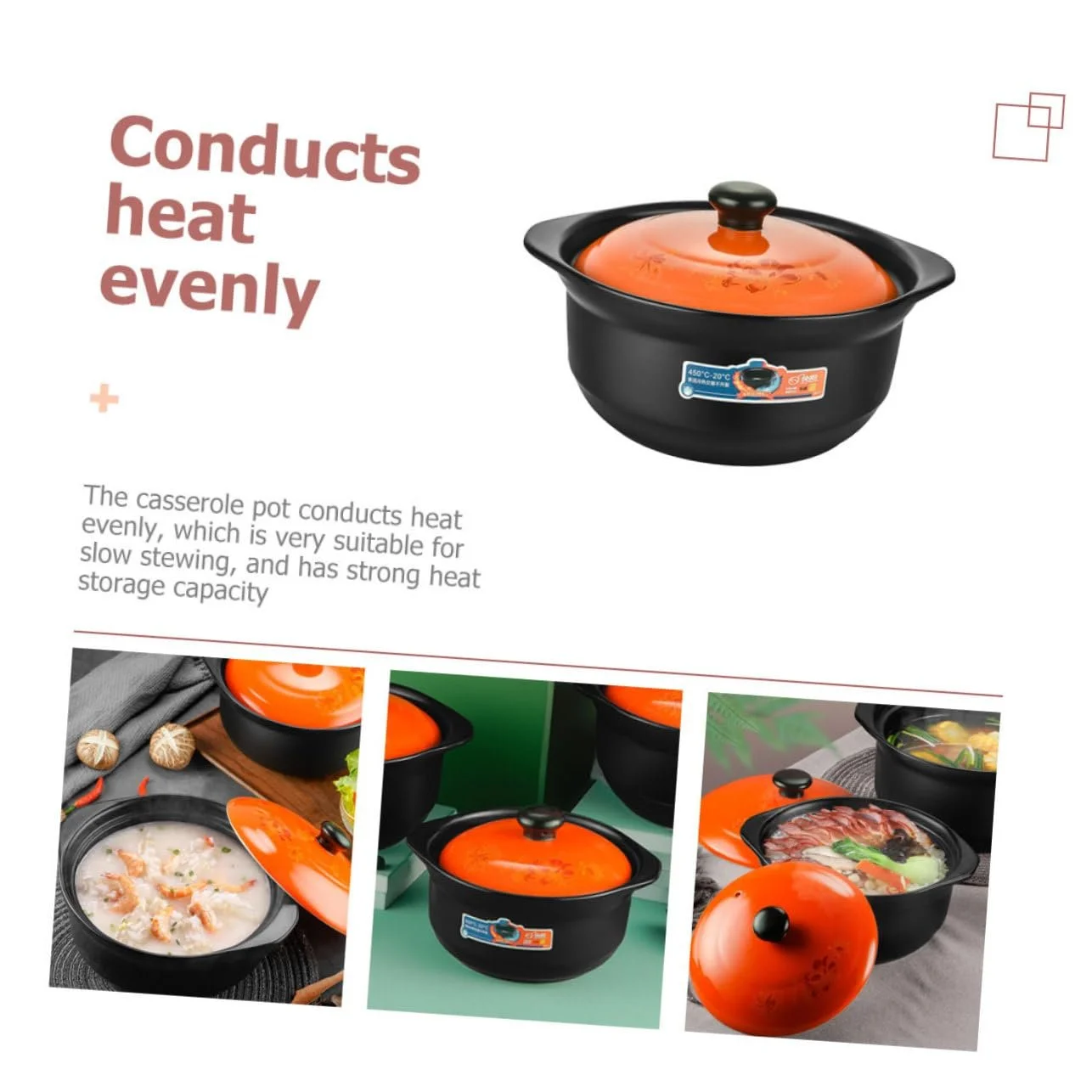 Каструля для тушкування керамічна з кришкою велика, фото №6