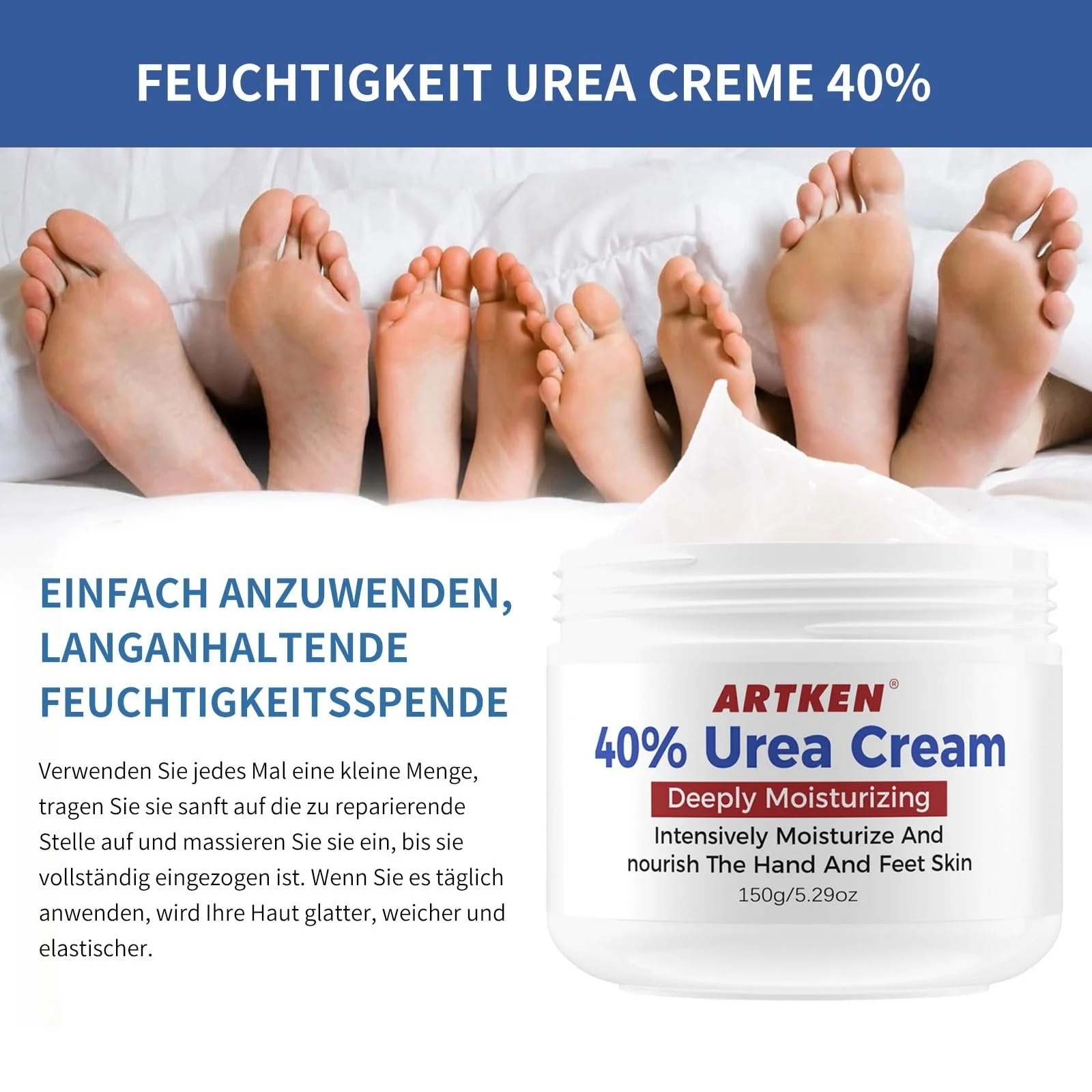 Крем для ног, рук и тела Urea Cream 40% сечовины для удаления мозолей и увлажнения, 150 г, фото №5