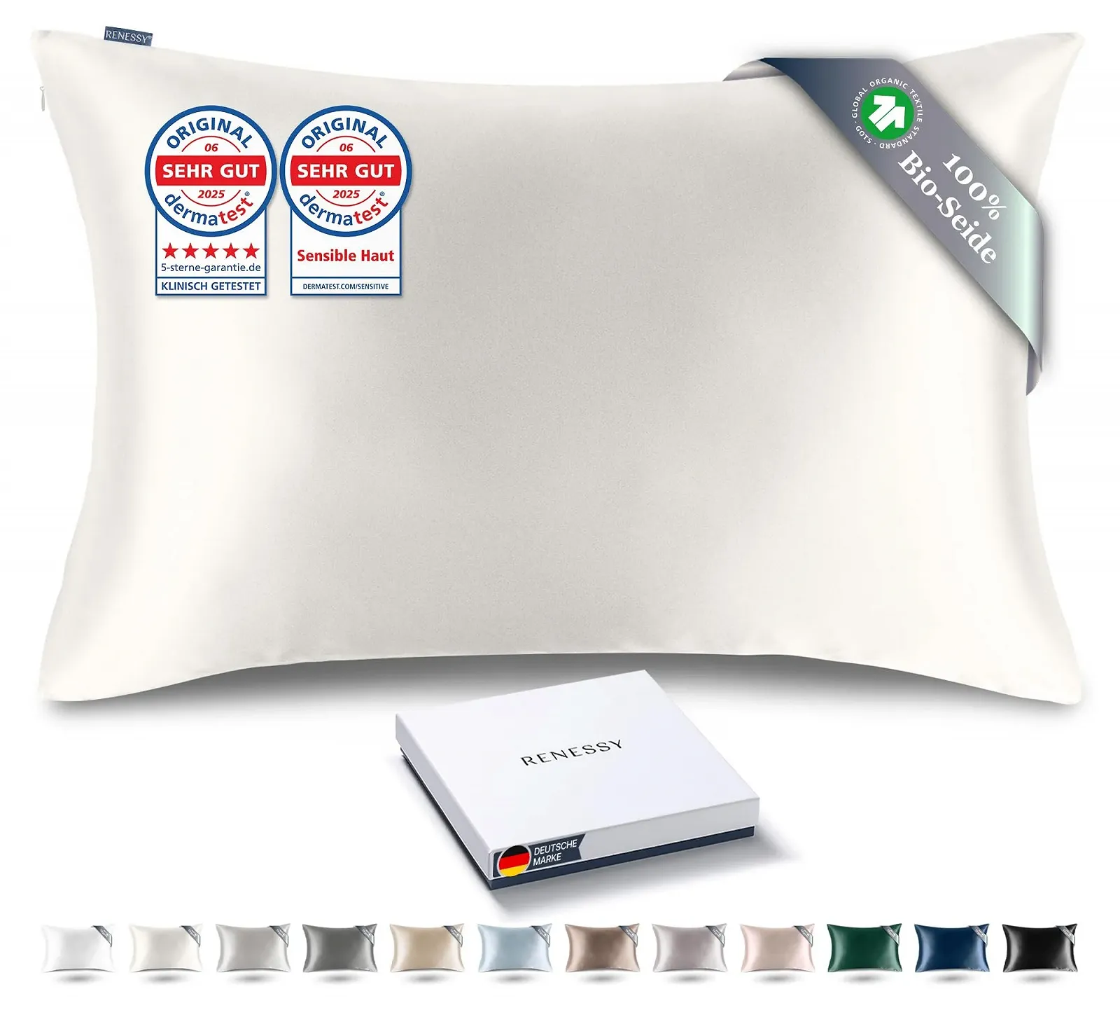 Наволочка RENESSY Organic Silk 40 x 80 см, цвет Natural Silk Off-White, фото №1 Наволочка RENESSY Organic Silk 40 x 80 см, цвет Natural Silk Off-White, фото №1