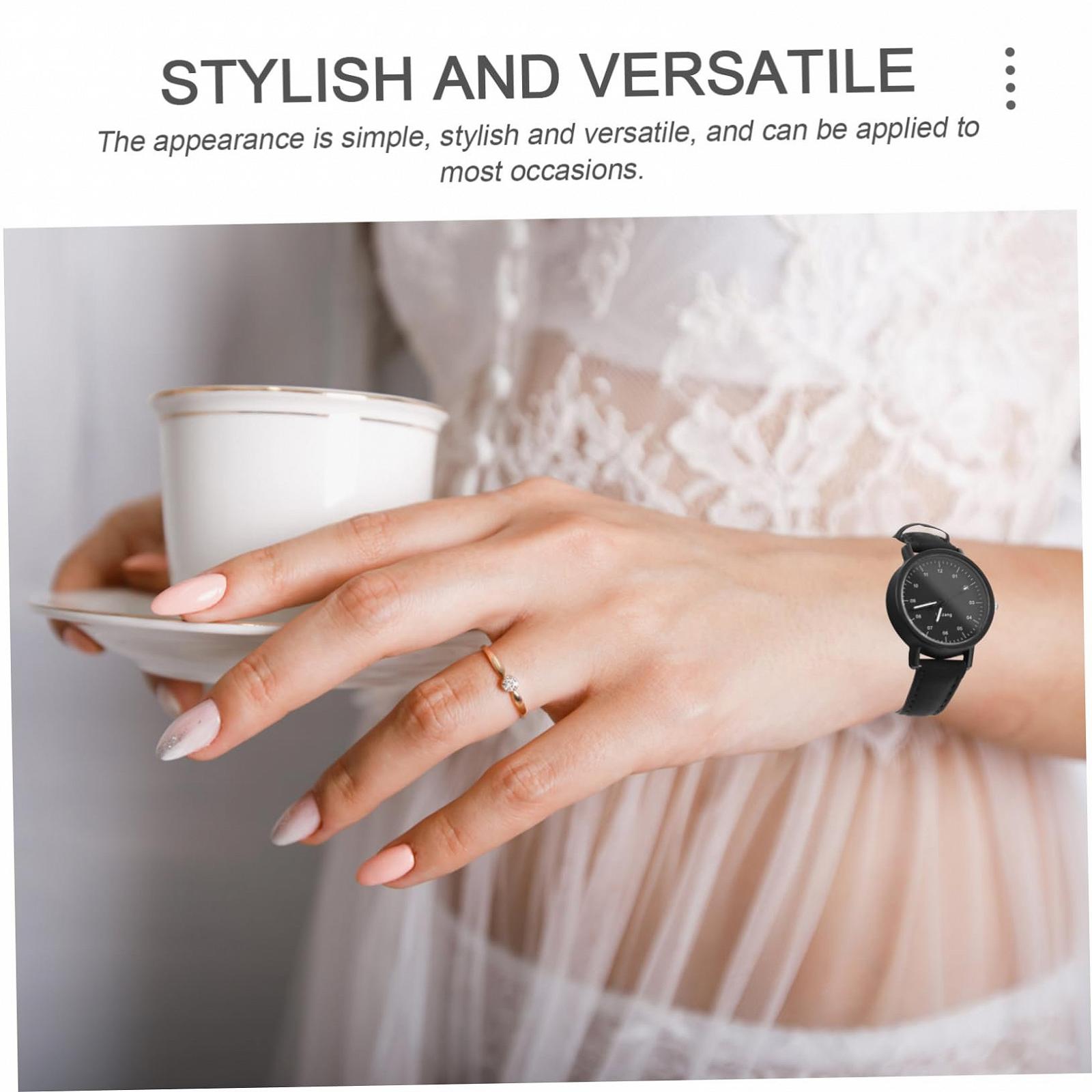 Винтажные часы WRITWAA Минималистичные часы Женские наручные часы с ремешком для девушек S Простые женские часы Универсальные часы Повседневные женские часы Женские часы с ремешком Black PU, фото №3