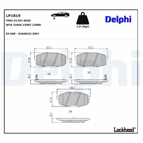 Комплект тормозных колодок дискового тормоза DELPHI LP1819 для HYUNDAI KIA HYUNDAI (BEIJING), фото №3 Комплект тормозных колодок дискового тормоза DELPHI LP1819 для HYUNDAI KIA HYUNDAI (BEIJING), фото №3
