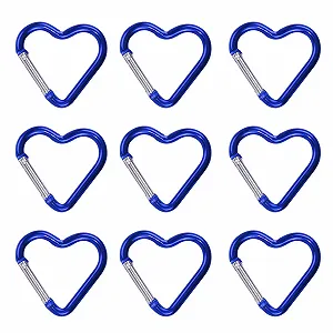 9 x Кольорові Гачки-карабіни Серце Швидкознімні Карабіни для Рюкзаків та Пляшок - Фото 1