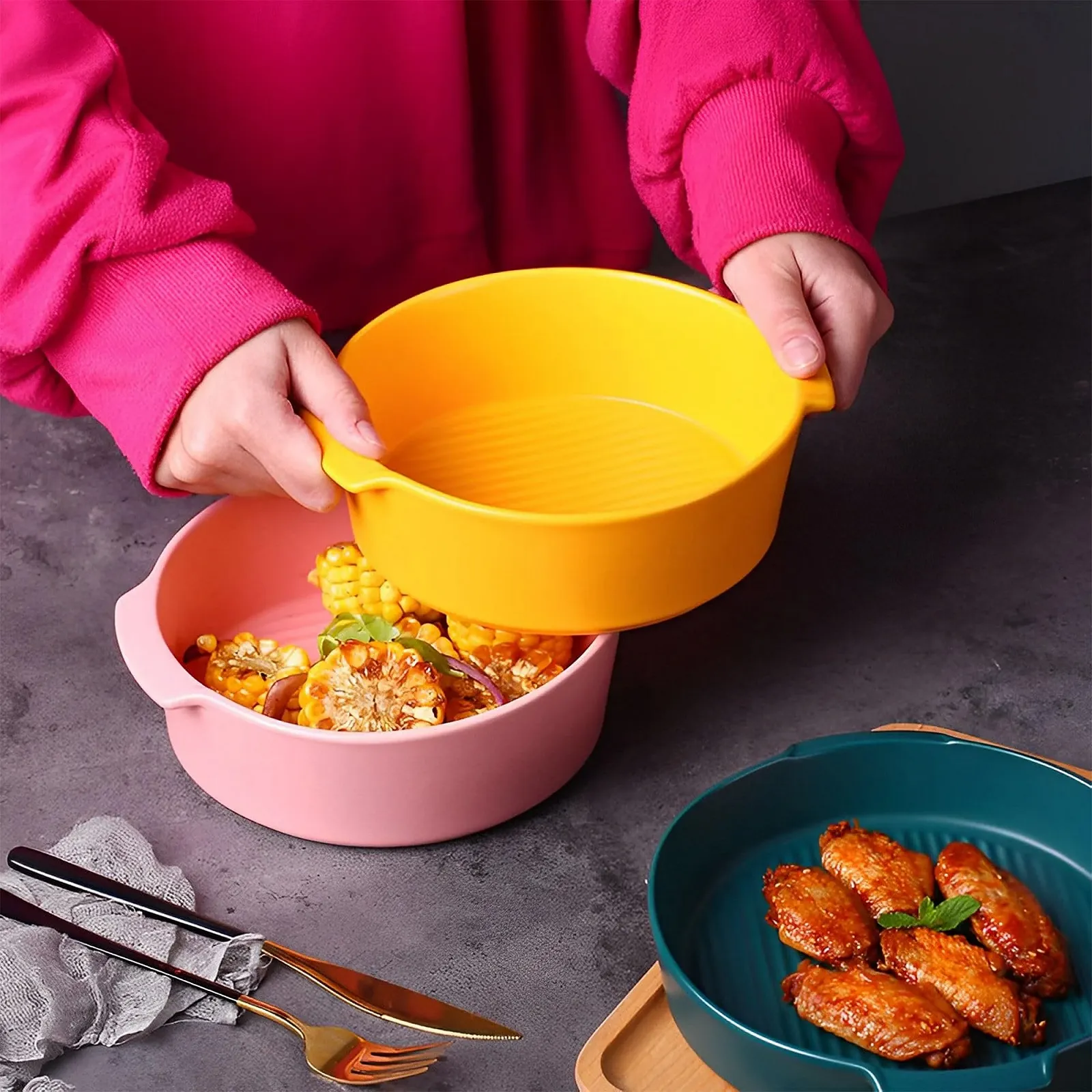 Форма для запекания круглая керамическая 800 мл 7 дюймов Green-B, фото №4 Форма для запекания круглая керамическая 800 мл 7 дюймов Green-B, фото №4