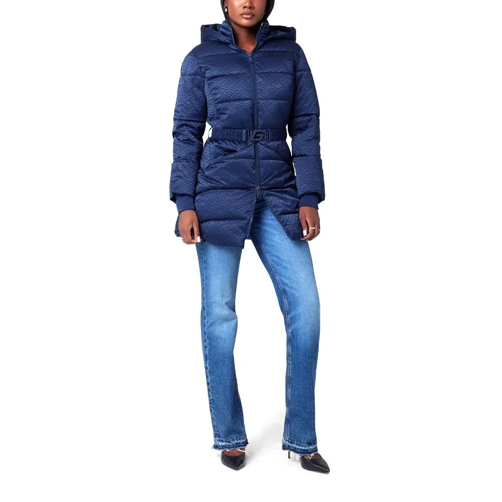 Пухова жіноча куртка з поясом Guess / S / Синя, фото №2