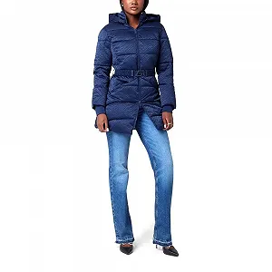 Пухова жіноча куртка з поясом Guess / S / Синя synthetic.ua - Фото 1