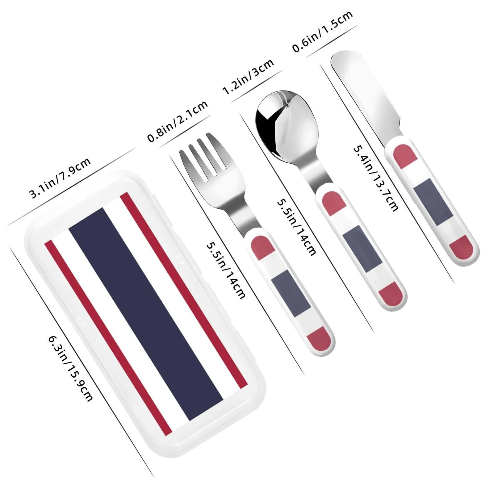 Набір дитячих столових приборів з прапором Таїланду, три предмети, багаторазовий, фото №3 Набір дитячих столових приборів з прапором Таїланду, три предмети, багаторазовий, фото №3