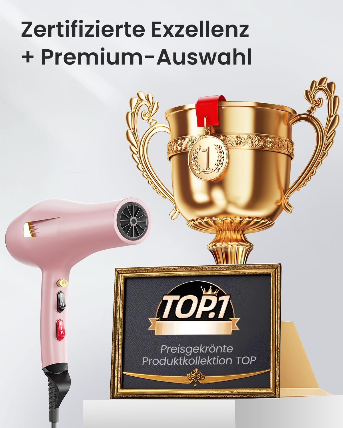 Фен Dekuri Professional Ion, 2000 Вт, розовый, фото №9