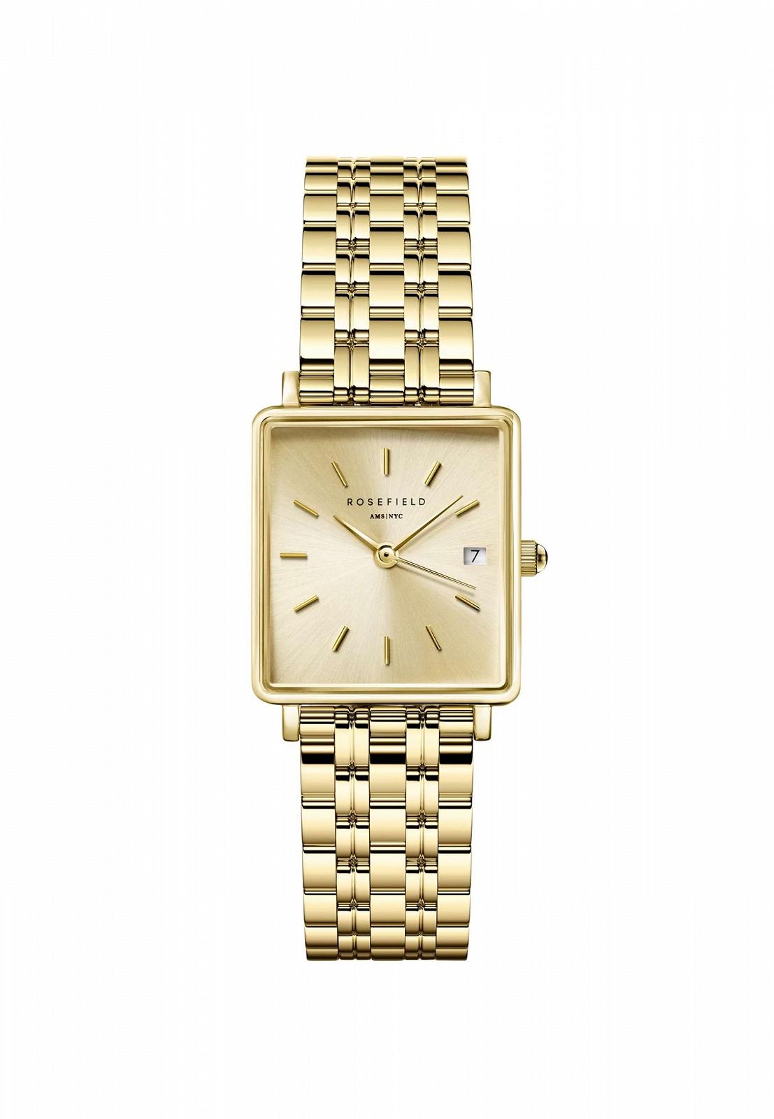 Годинник Rosefield Boxy XS Champagne з циферблатом Champagne та золотим корпусом 22 x 24 мм QCGSG-Q048, нержавіюча сталь, фото №1