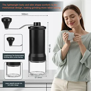 Ручна кавомолка Samamoca з ложкою для кави, 30 рівнів регулювання, високоточна керамічна, портативна для еспресо, пуроверу, френч-пресу, мока, колд брю, кемпінгу та дому synthetic.ua - Фото 1