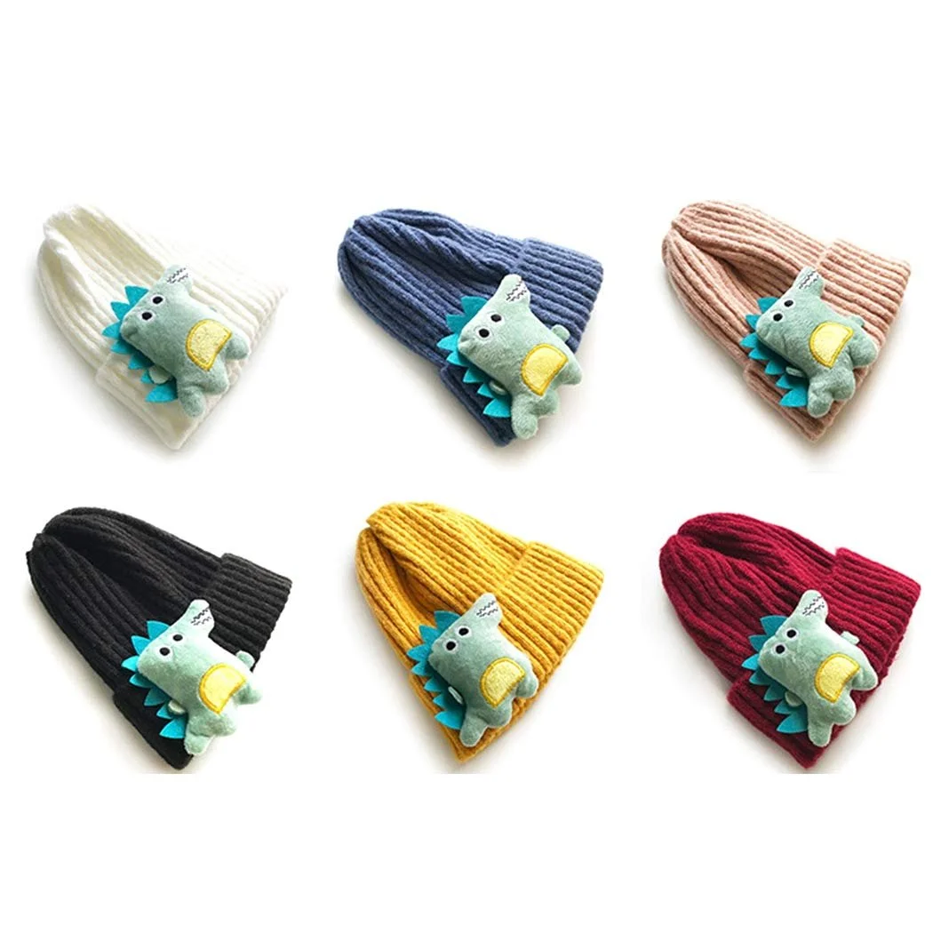 Шапка вязаная yeeplant для девочек теплая, динозавр, розовая роза, One Size, фото №6