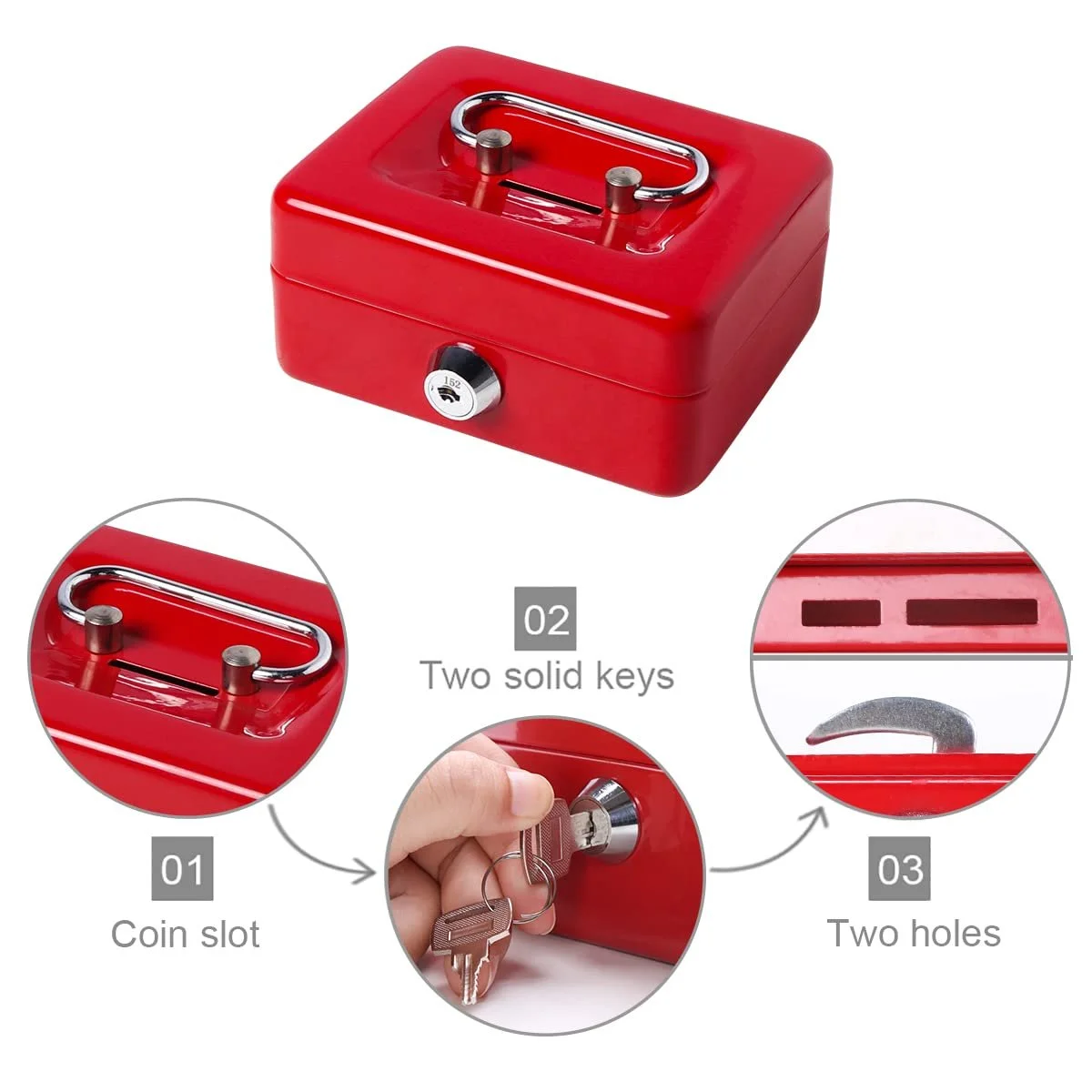 Скарбничка Decaller Металева з замком та прорізом для монет, фото №4