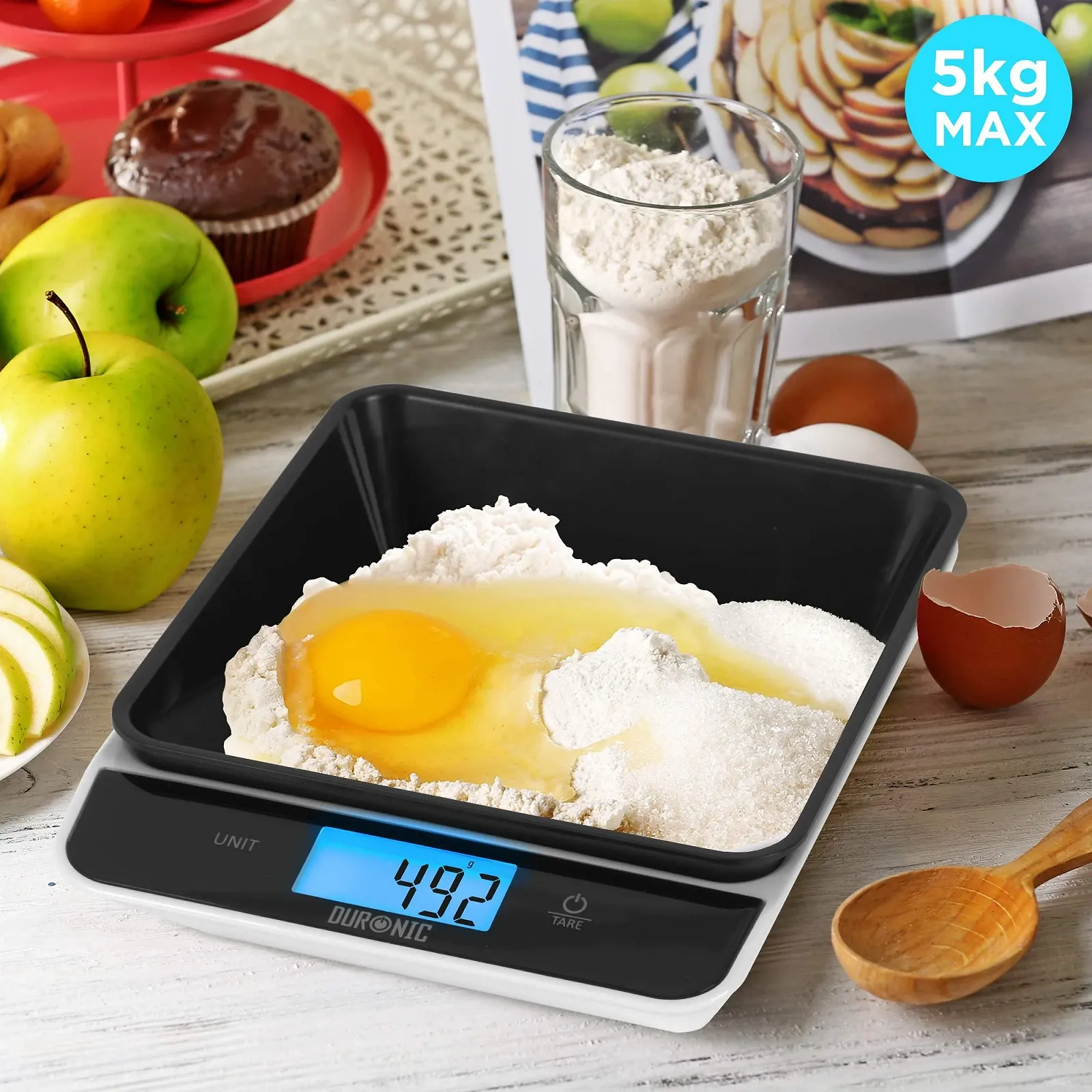 Кухонні ваги Duronic KS100BK цифрові з чашею 1.2 L 5 kg Чорний, фото №3 Кухонні ваги Duronic KS100BK цифрові з чашею 1.2 L 5 kg Чорний, фото №3
