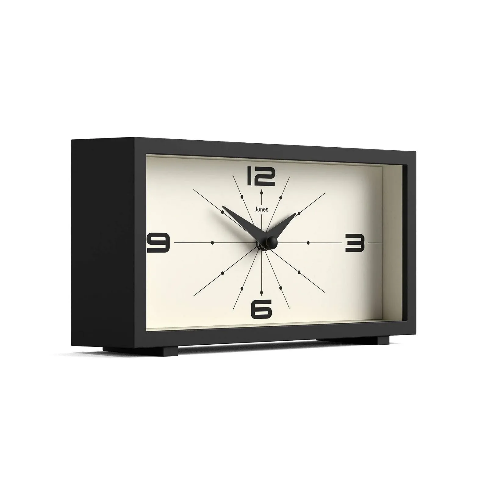 Настольные часы JONES CLOCKS Odeon, современный прямоугольный дизайн, черный, стильный ретро-вид, фото №2 Настольные часы JONES CLOCKS Odeon, современный прямоугольный дизайн, черный, стильный ретро-вид, фото №2