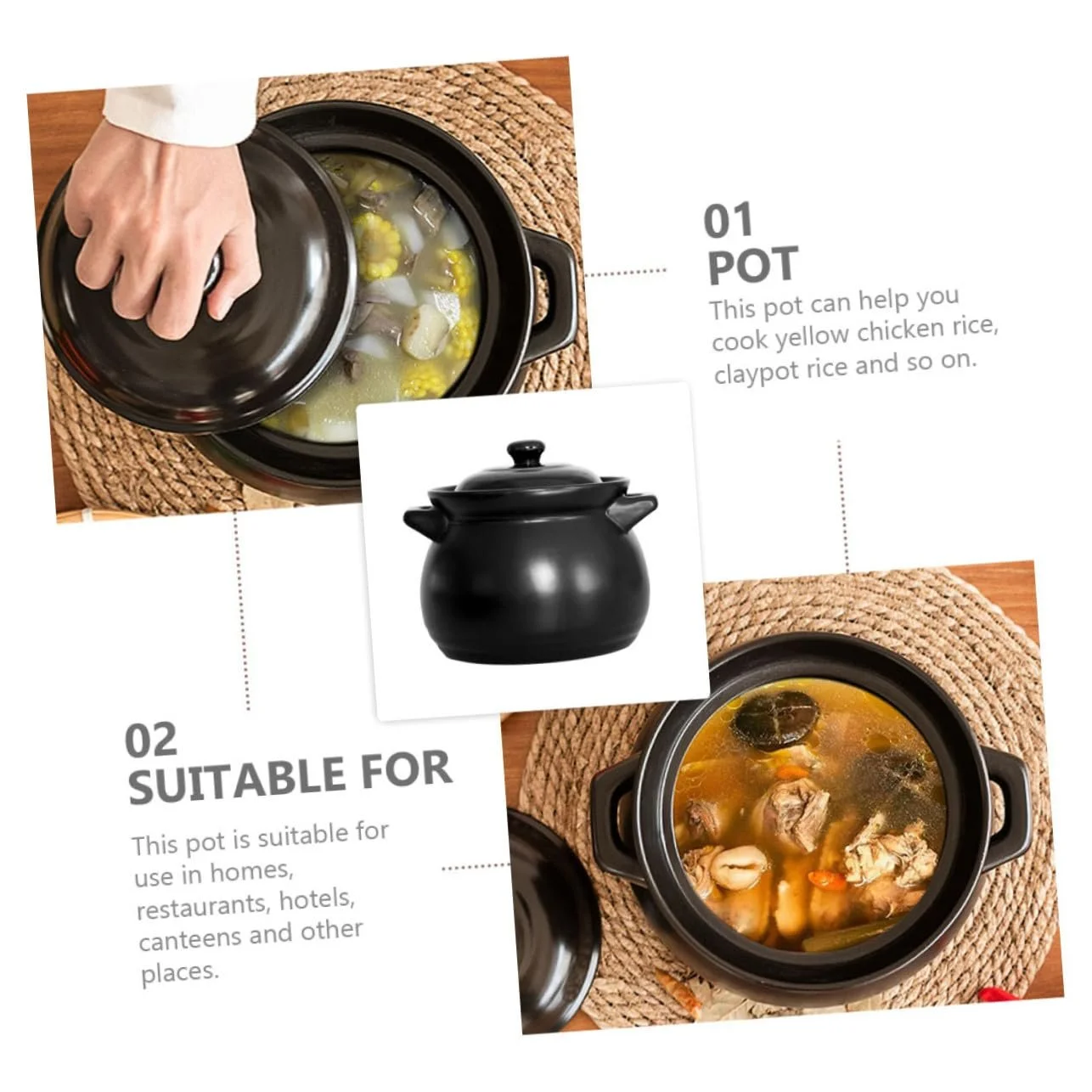 Кастрюля-сотейник VICASKY Керамическая с крышкой для газовой плиты Черная мини, фото №7