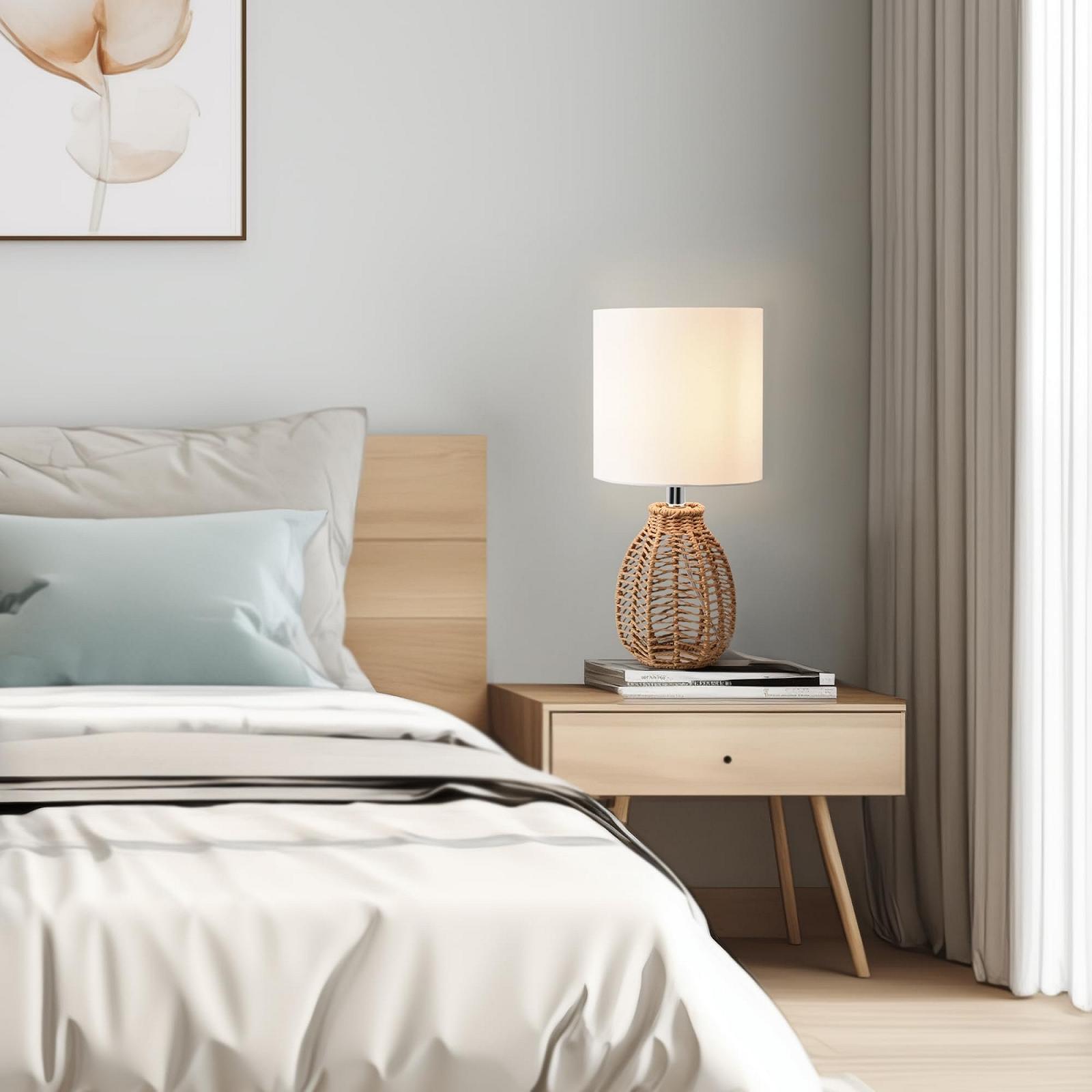 Настільна лампа lux.pro Alfreton E14 Метал Джутовий канат Тканинний абажур Біла, фото №1