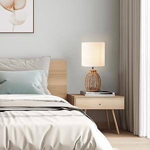 Настільна лампа lux.pro Alfreton E14 Метал Джутовий канат Тканинний абажур Біла - Фото 1