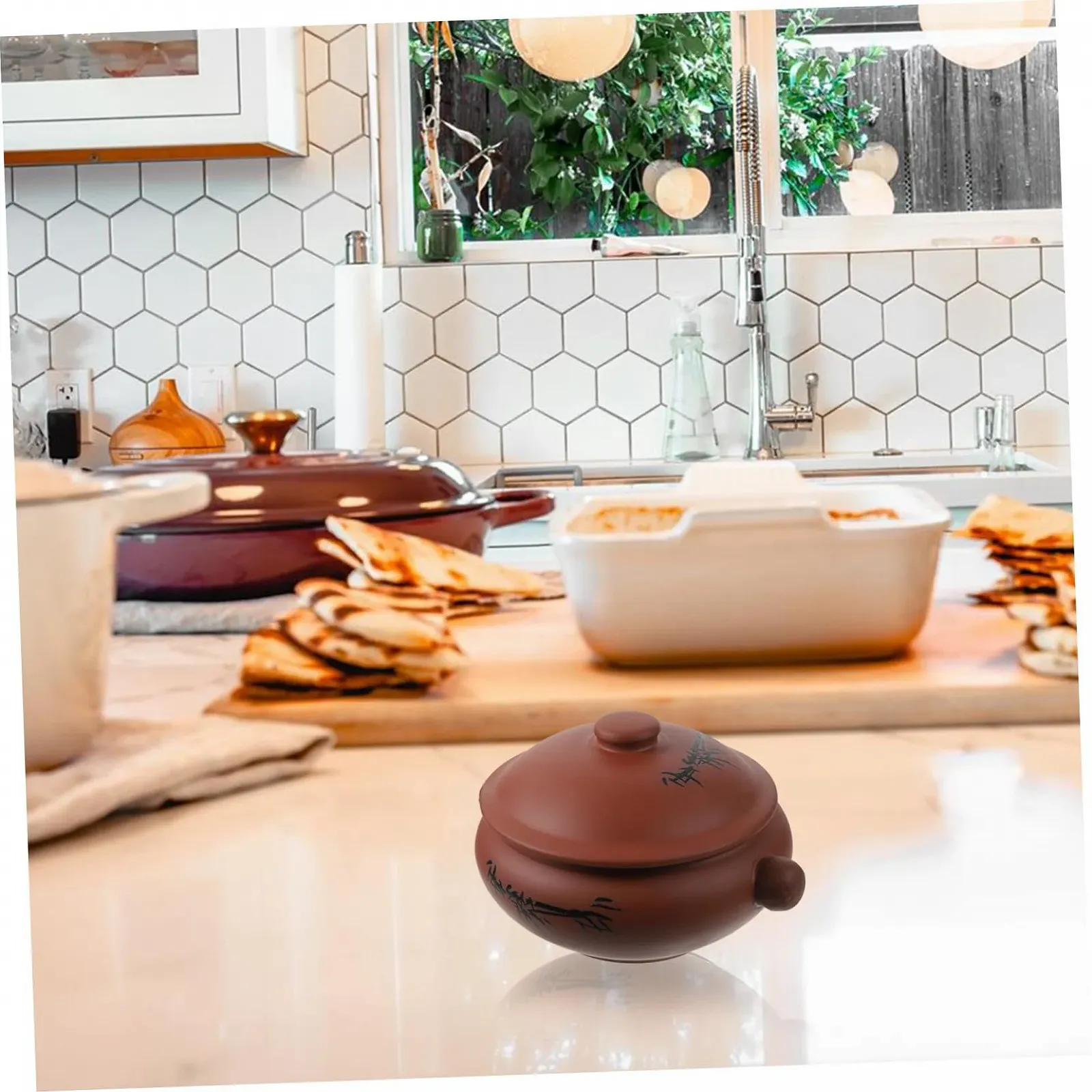 Кастрюля керамическая жаропрочная с крышкой для медленного приготовления, фото №5