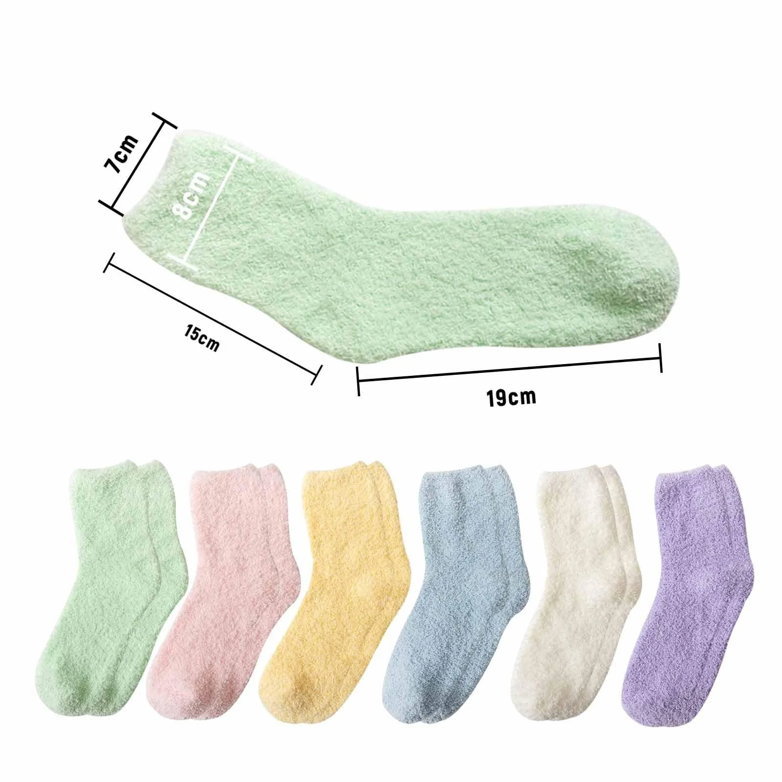 Носки Женские Пушистые Носки из Кораллового Флиса, 6 пар, разноцветные, фото №2