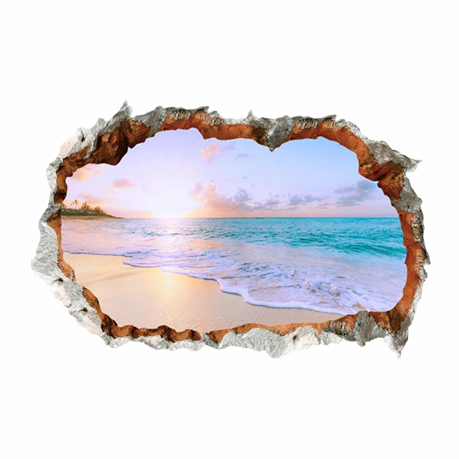 Настінна наклейка Пейзаж Вид на море з ефектом пролому 3D, фото №1