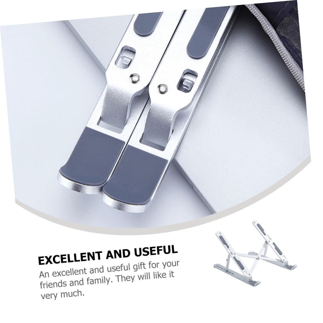 Підставка для ноутбука алюмінієва складана, регульована по висоті, стабільна, ергономічна, портативна, міцна, сумісна з усіма ноутбуками, фото №7