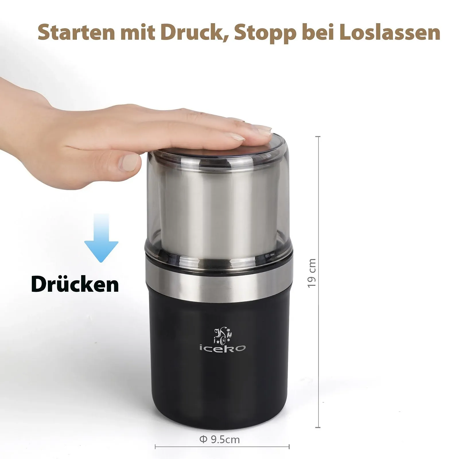 Электрическая кофемолка ICEKO 120 г, серебристый, фото №5 Электрическая кофемолка ICEKO 120 г, серебристый, фото №5