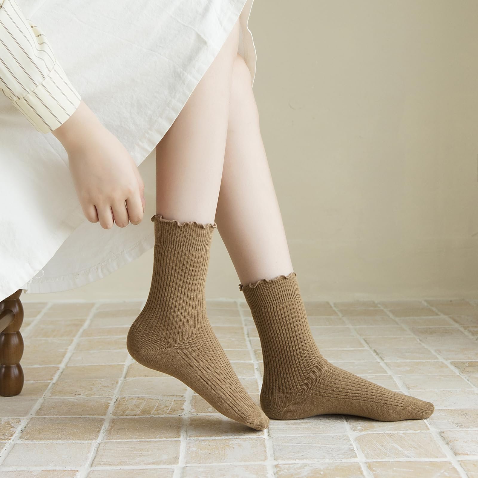 Носки с рюшами Yawlsow Хлопковые носки с рюшами 6 пар, фото №4