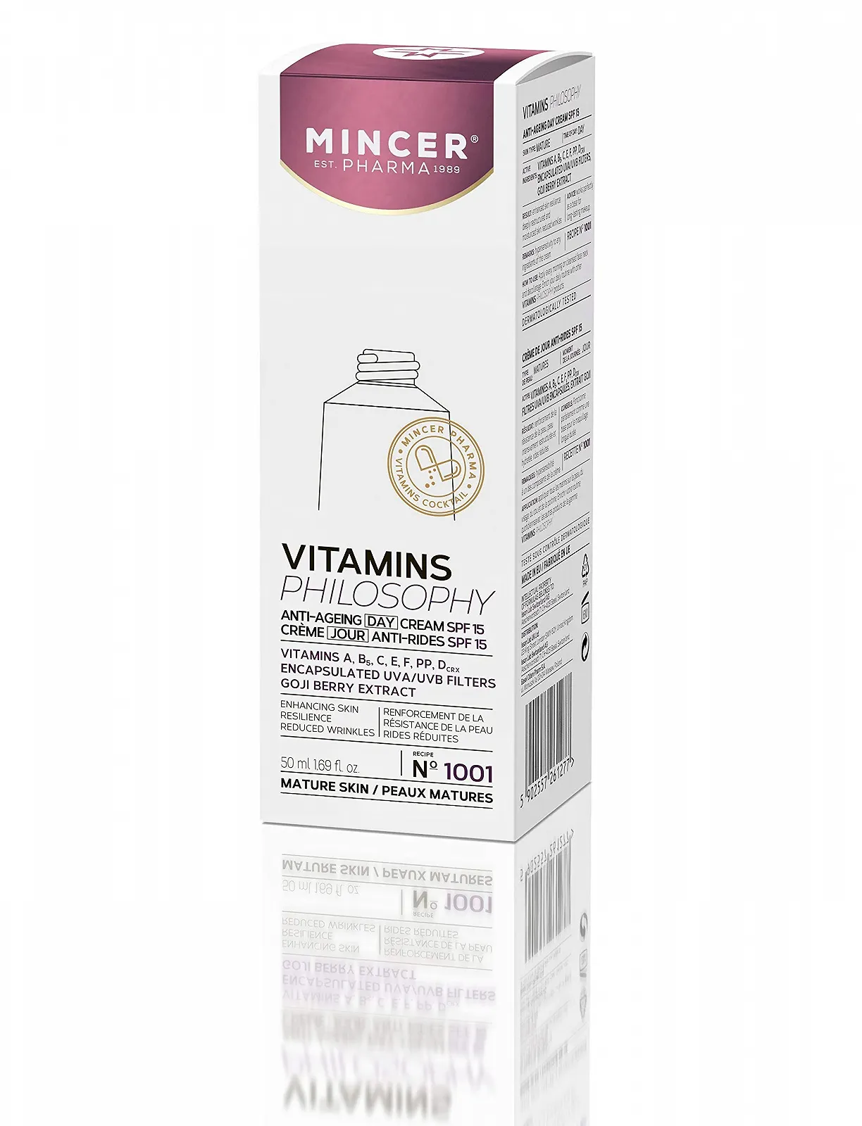 Денний крем для обличчя Mincer Pharma Vitamins Philosophy Anti-Aging Wrinkle Reduction SPF 15 50 мл, фото №3 Денний крем для обличчя Mincer Pharma Vitamins Philosophy Anti-Aging Wrinkle Reduction SPF 15 50 мл, фото №3